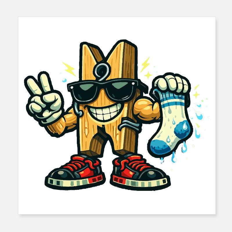 Peg avec lunettes de soleil et chaussette Poster 20 x 20 cm