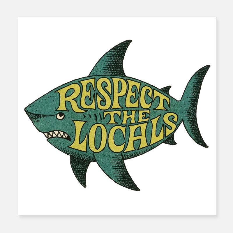 Respectez les locaux Fish Tee Poster 20 x 20 cm