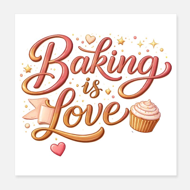 Baking is Love Backen Spruch Design Poster 20x20 cm