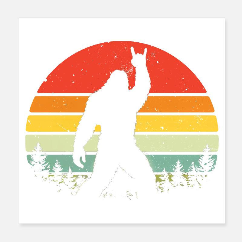 Bigfoot Rock sur Shield Sasquatch Yéti Rock & Roll Poster 20 x 20 cm
