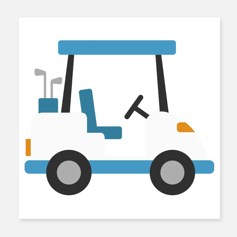 Blauer Golfwagen Poster 20x20 cm