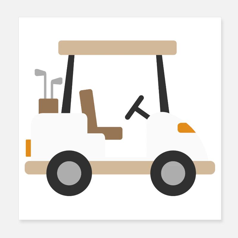 Beige Golfwagen Poster 20x20 cm