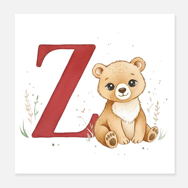 Z-Bärchen: Großes Z mit Bärchen Poster 20x20 cm