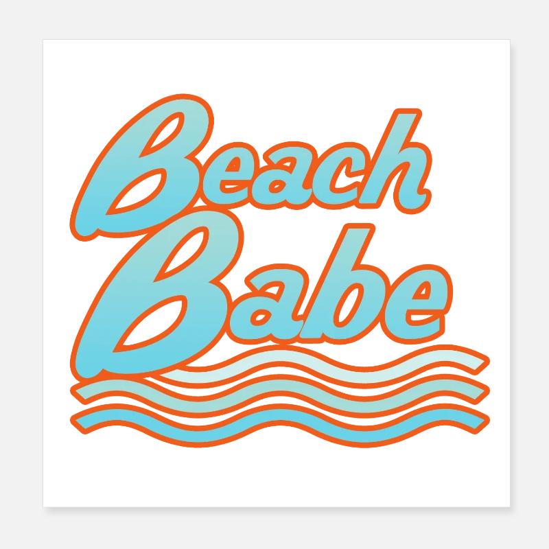 Typographie des vagues néon Beach Babe Poster 20 x 20 cm
