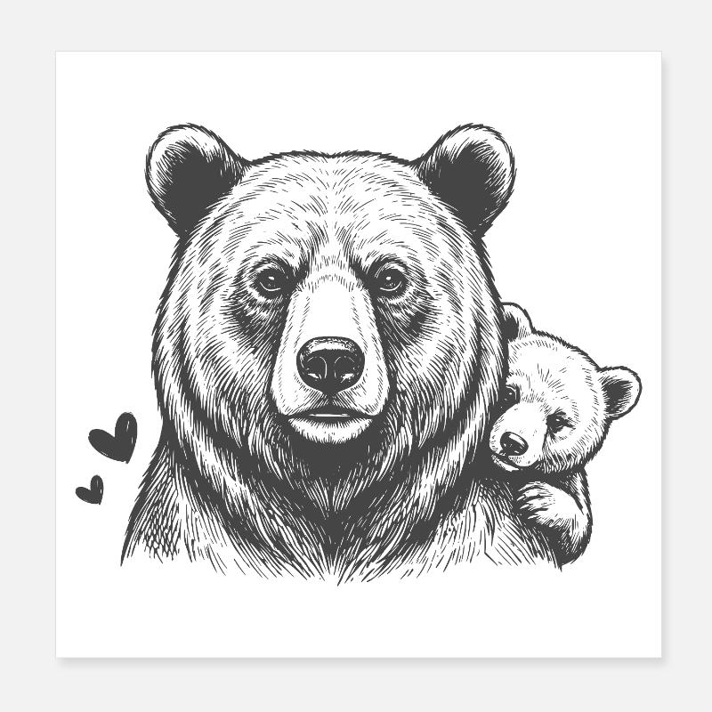 Père ours et bébé Poster 20 x 20 cm