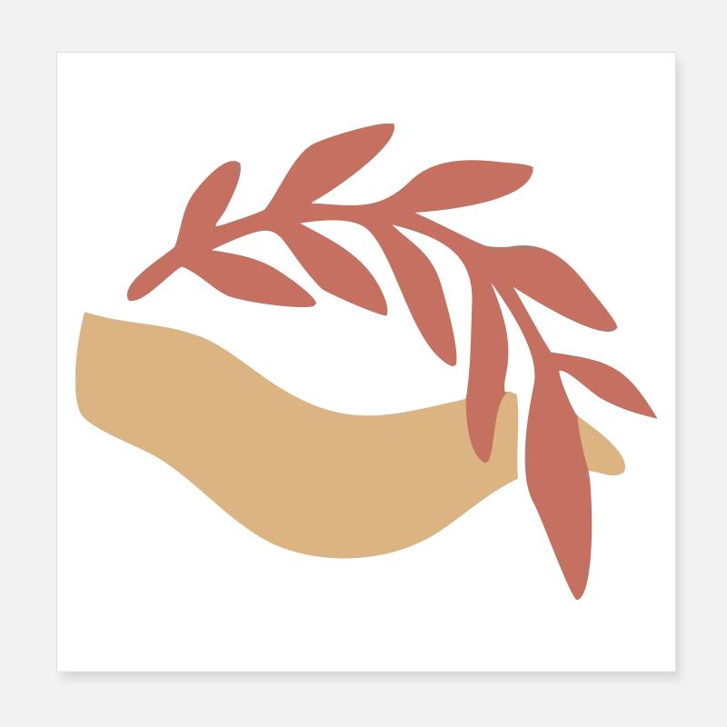 Hand Leaf Nature Boho Logo Poster 8" x 8" (20x20 cm)