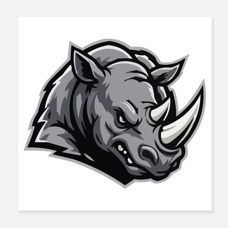 Stählernder Rhino Kopf Poster 20x20 cm