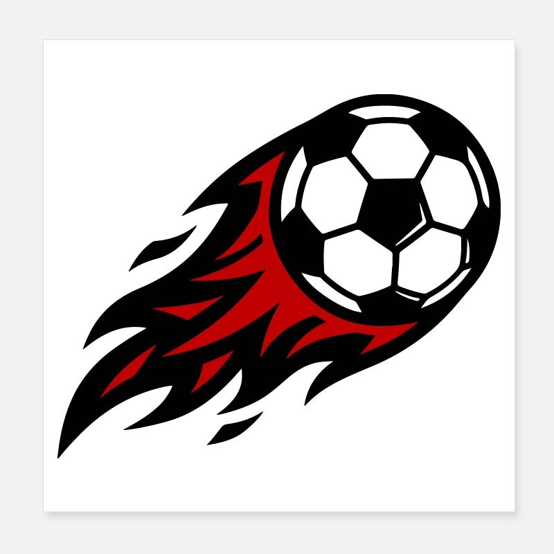Fussball Feuer Ball Poster 20x20 cm