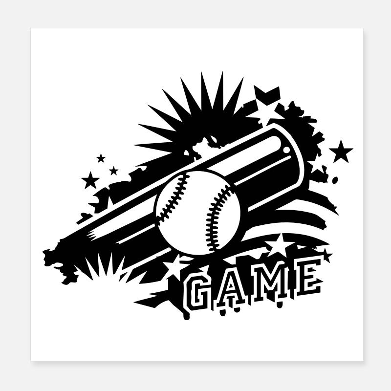 Une balle de baseball et une batte de base-ball Poster 20 x 20 cm