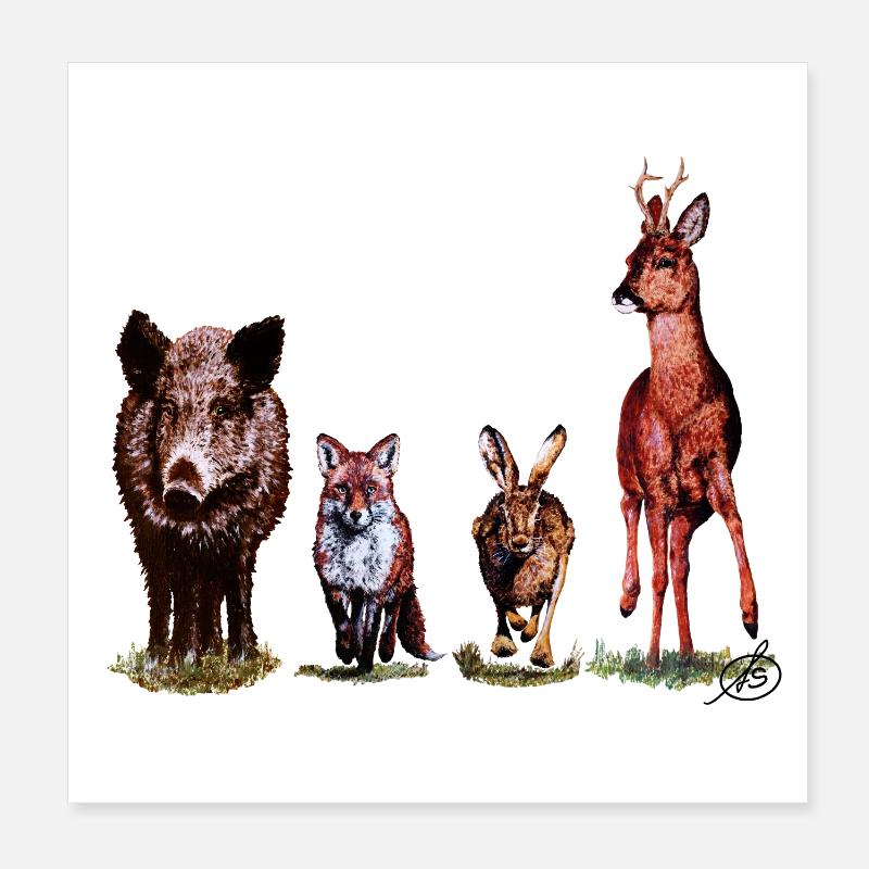 Quatuor sauvage Poster 20 x 20 cm