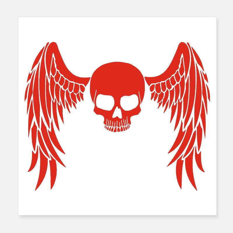 Red winged skull Poster 8" x 8" (20x20 cm)