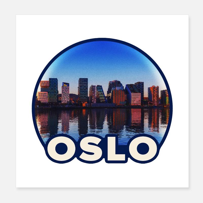 Oslo Skyline Reflection Poster 8" x 8" (20x20 cm)