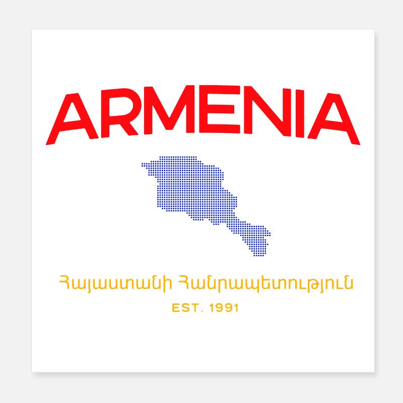 Armenia Map Script Emblem Poster 20x20 cm
