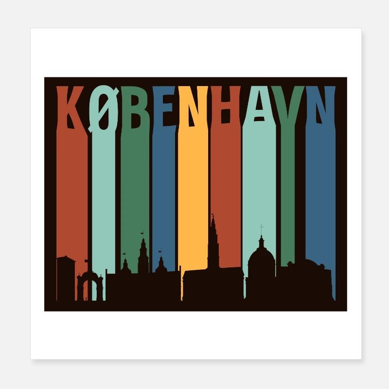 Silhouette du bloc de couleur de Copenhague Poster 20 x 20 cm