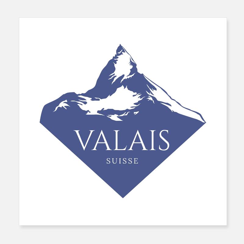 Conception des Alpes du Valais en Suisse Poster 20 x 20 cm