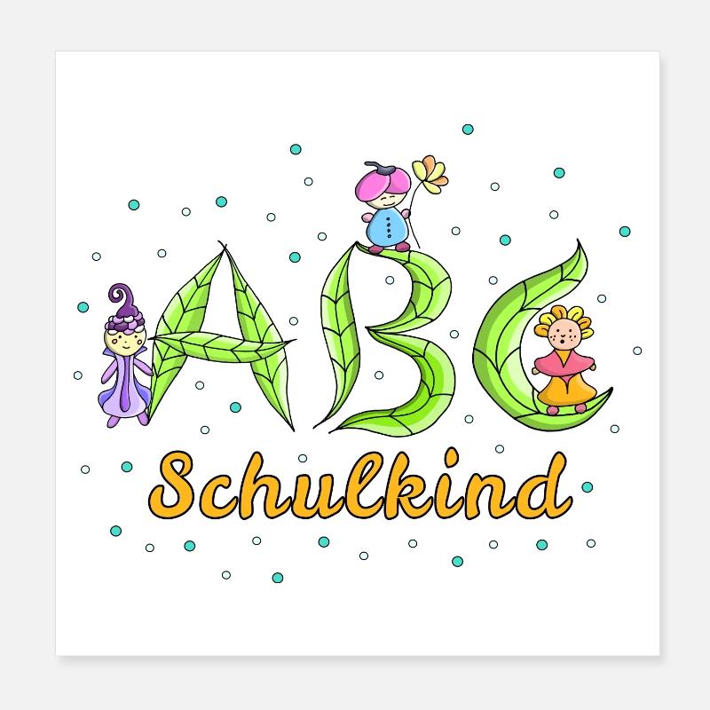 ABC Buchstaben Schulkind Poster 20x20 cm
