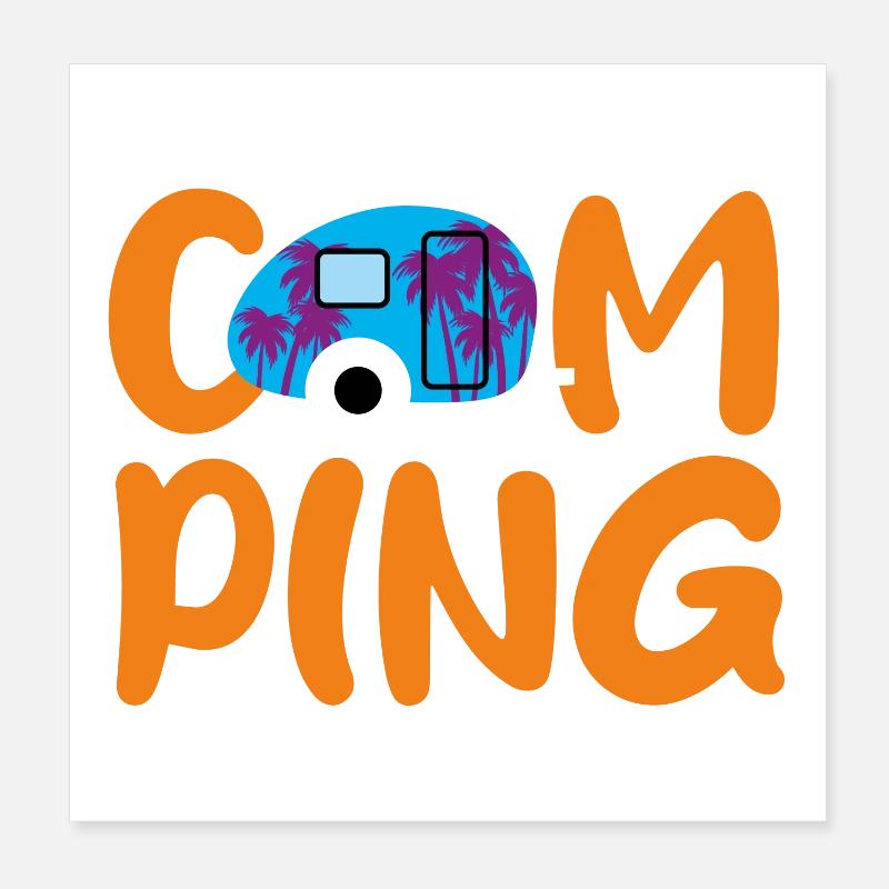 Camping Caravan Palms Citations Holiday Caravan Fan Poster 20 x 20 cm