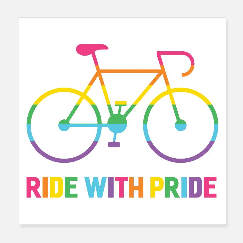 LGBTQ Cyclist - Ride With Pride Poster 8" x 8" (20x20 cm)