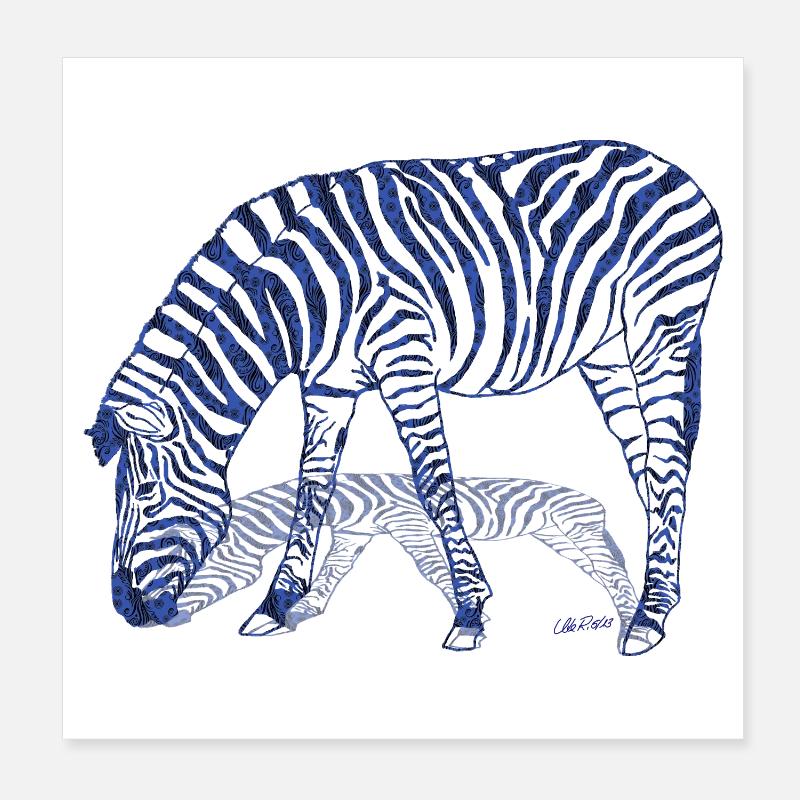 Zebra mit Zebraschatten Poster 20x20 cm