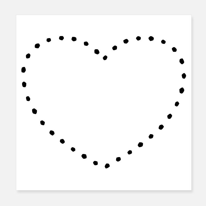 Coeur à pois noirs Poster 20 x 20 cm