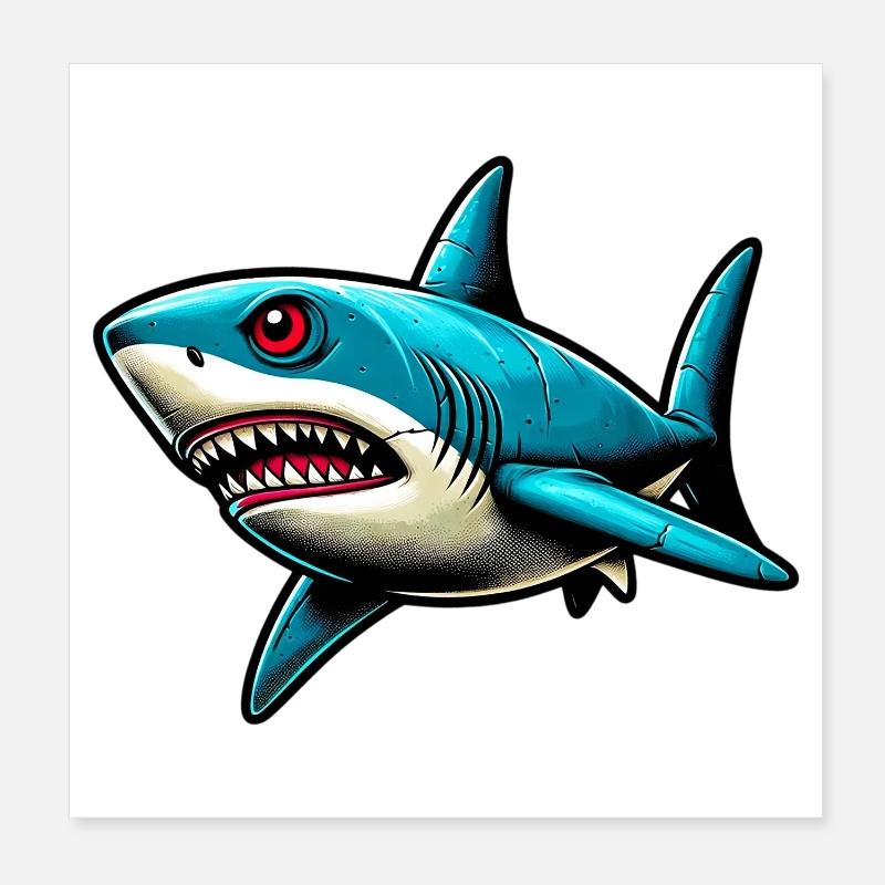 Shark Poster 8" x 8" (20x20 cm)
