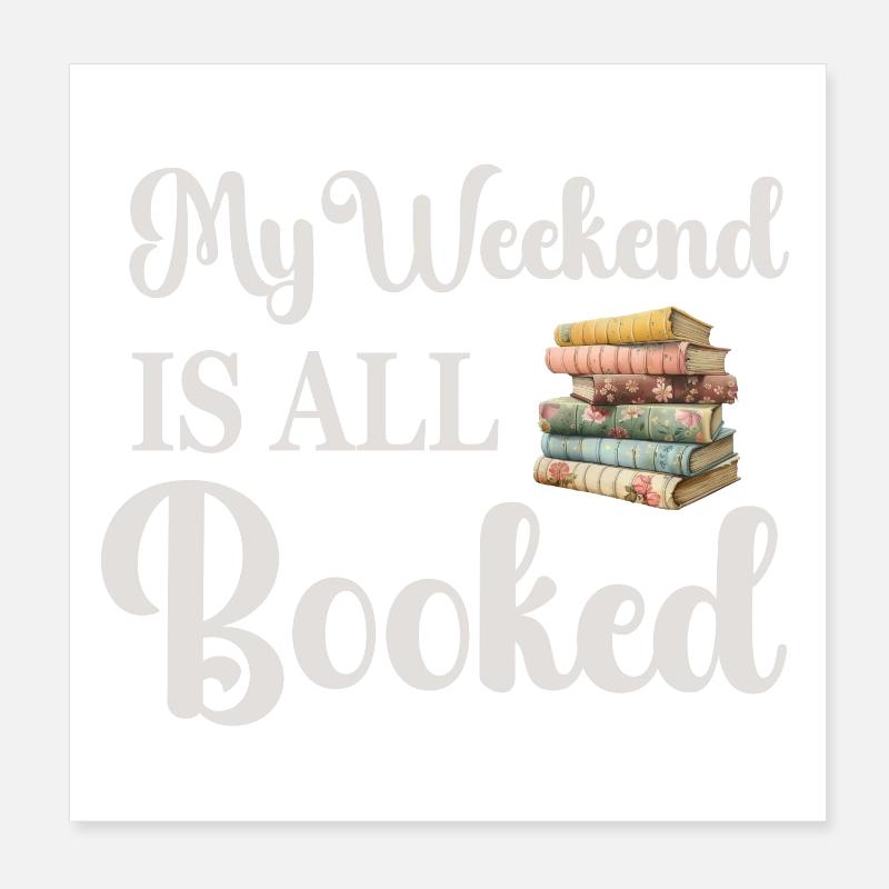 Reading Books Bookworm Poster 8" x 8" (20x20 cm)
