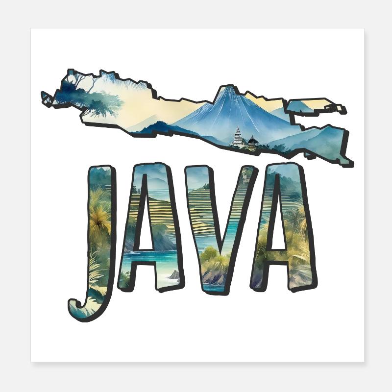 Carte aquarelle Java Poster 20 x 20 cm
