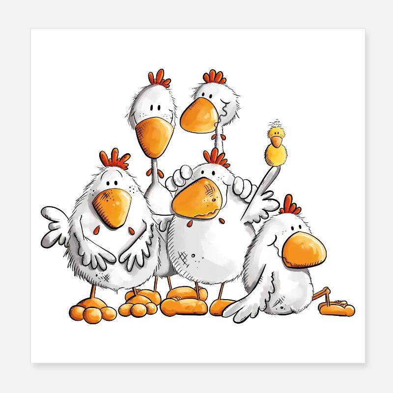 Funny Chickens for Chicken Lovers Poster 8" x 8" (20x20 cm)