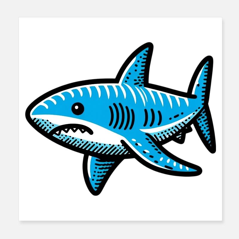 Shark Poster 8" x 8" (20x20 cm)