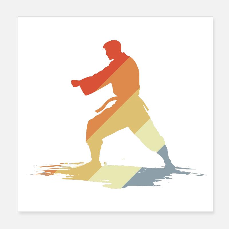 Karate Guy Drawing Vintage Poster 8" x 8" (20x20 cm)