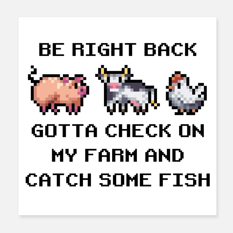 Pixel Farm – Retro Farm Animals Poster 8" x 8" (20x20 cm)
