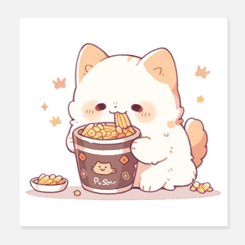 Chats spaghetti - Le chat s’amuse avec le passé Poster 20 x 20 cm