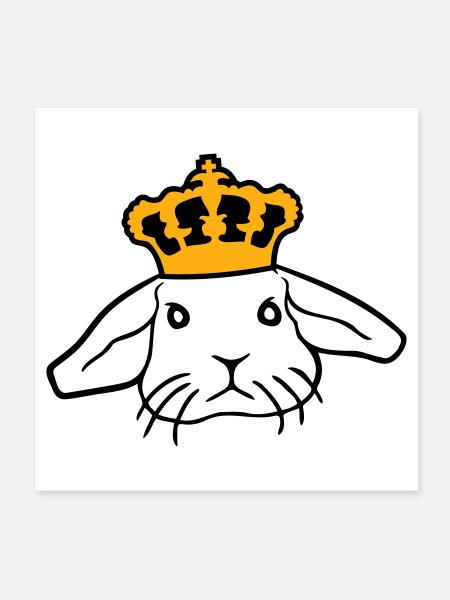 Couronne de lapin royal Roi Reine Prince Princesse - Poster 20 x 20 cm - blanc - Devant