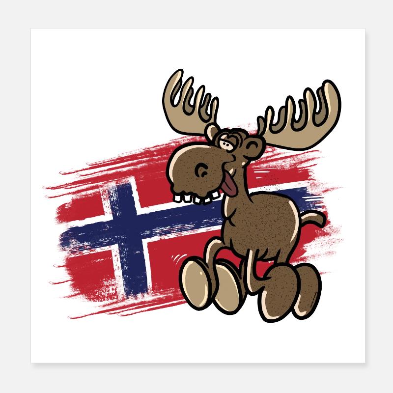 Norwegen - Elch - Poster 20x20 cm - Weiß