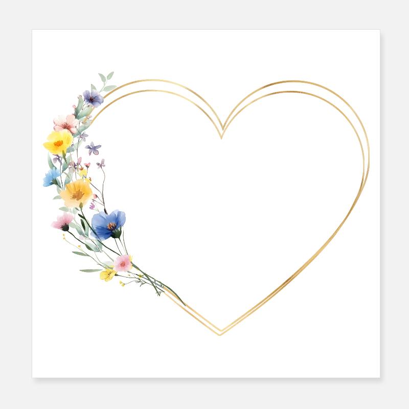 Heart & Wildflowers Customizable Poster 8" x 8" (20x20 cm)