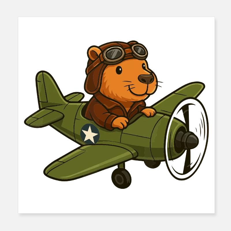Pilote de Beaver volant dans l’avion Poster 20 x 20 cm