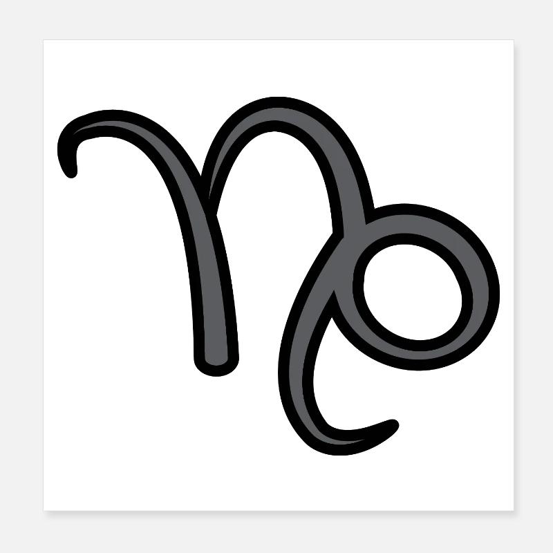 Steinbock Sternzeichen Symbol Schwarz & Grau Poster 20x20 cm