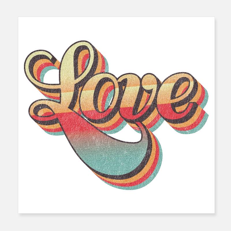 Design d’amour rétro Poster 20 x 20 cm