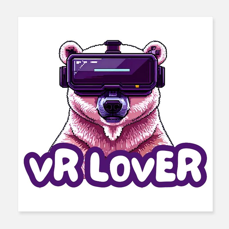 VR Bär mit Virtual Reality Brille Poster 20x20 cm