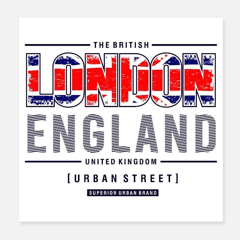 Conception du paysage urbain de l’Union Jack de Londres Poster 20 x 20 cm