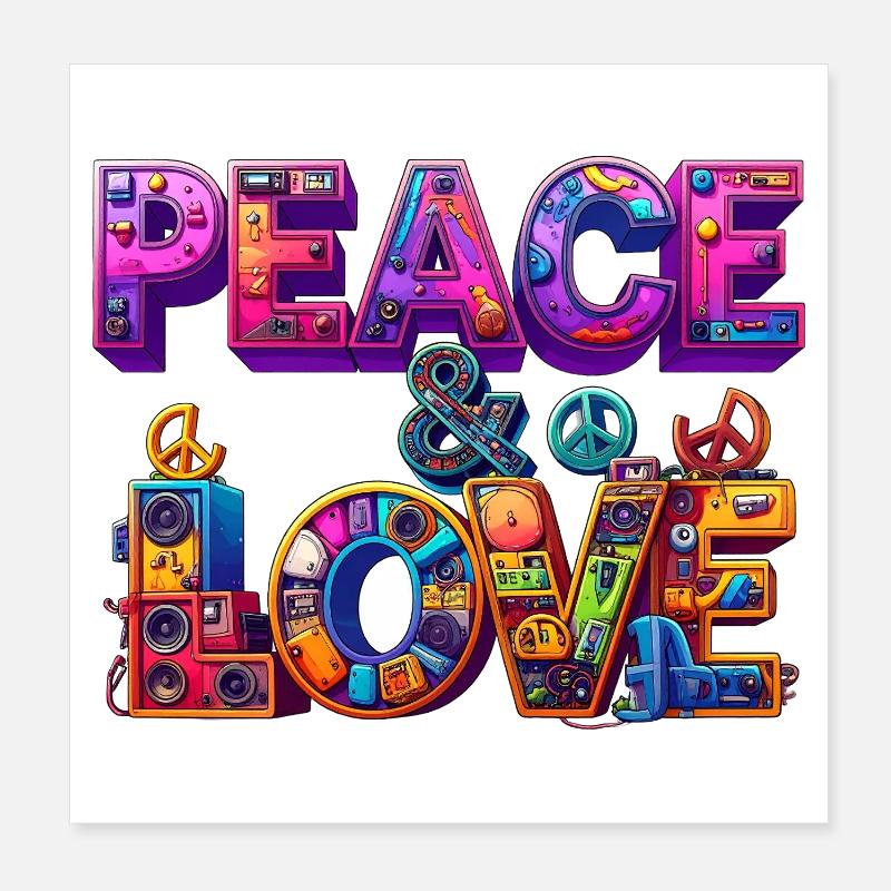 Peace & Love Poster 20x20 cm