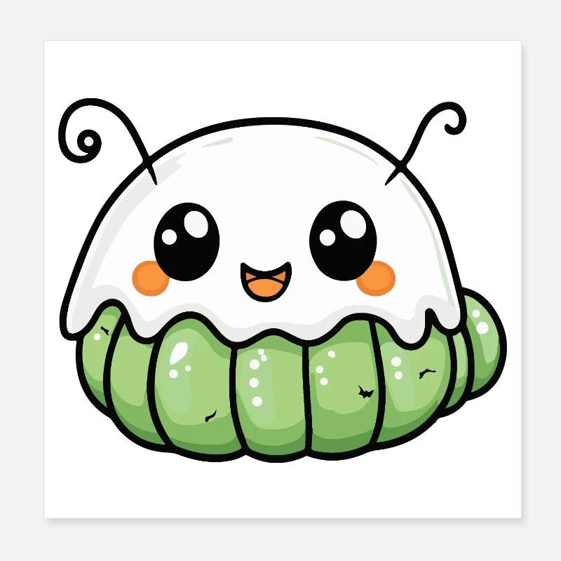 Worm Halloween Ghost Poster 8" x 8" (20x20 cm)