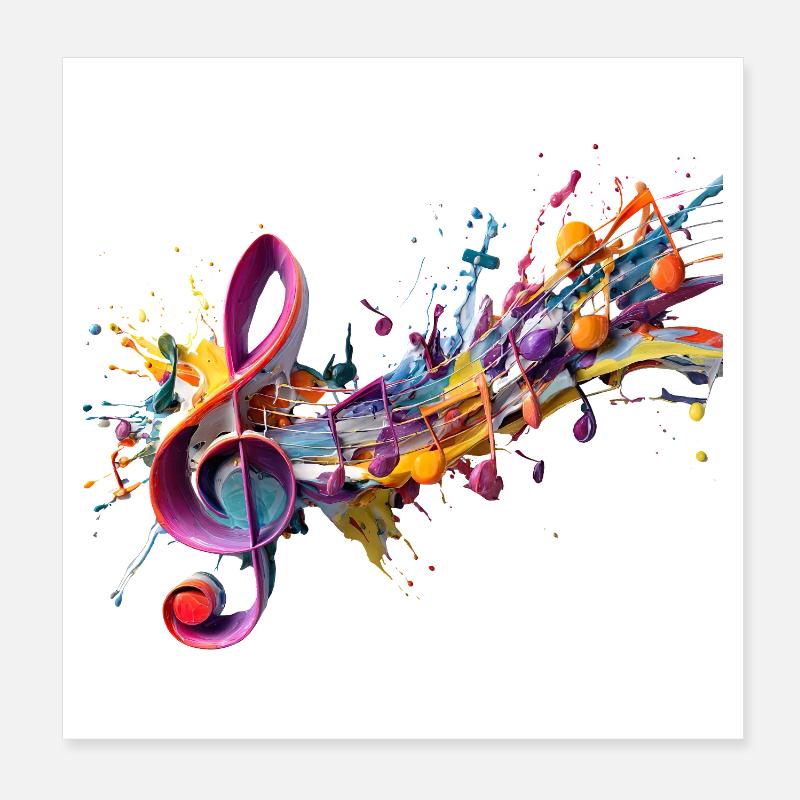 Notes colorées avec clé Poster 20 x 20 cm