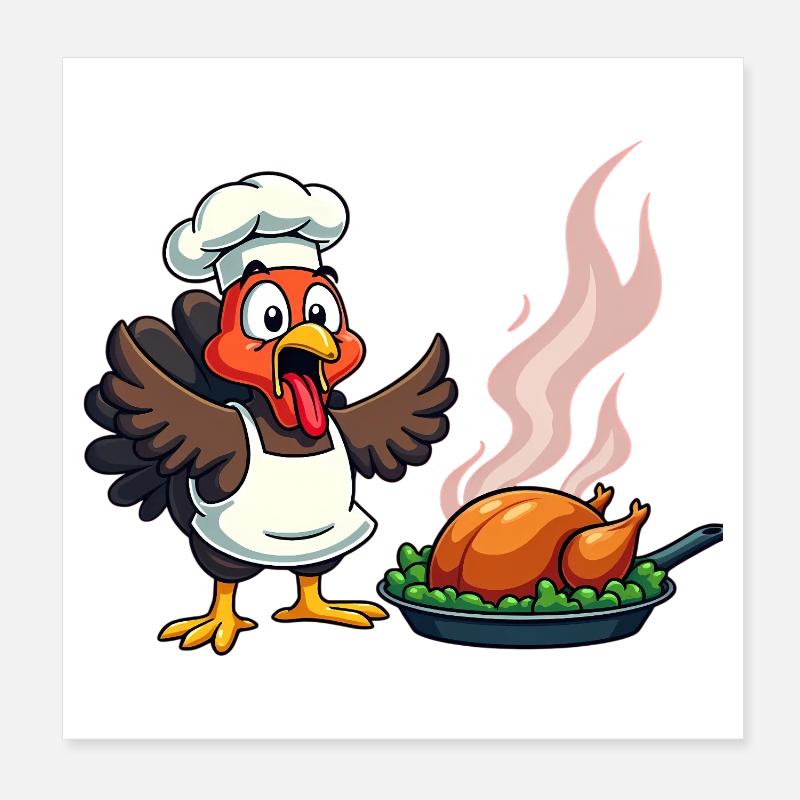 Thanksgiving Turkey Cook Poster 8" x 8" (20x20 cm)