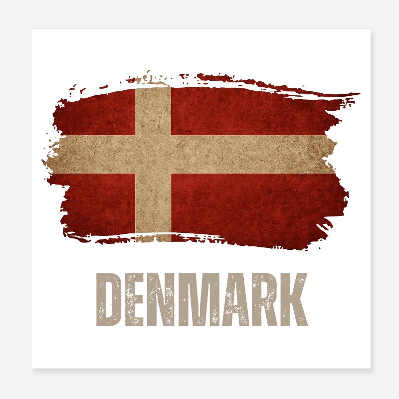 Vintage Danemark, drapeau du Danemark Poster 20 x 20 cm