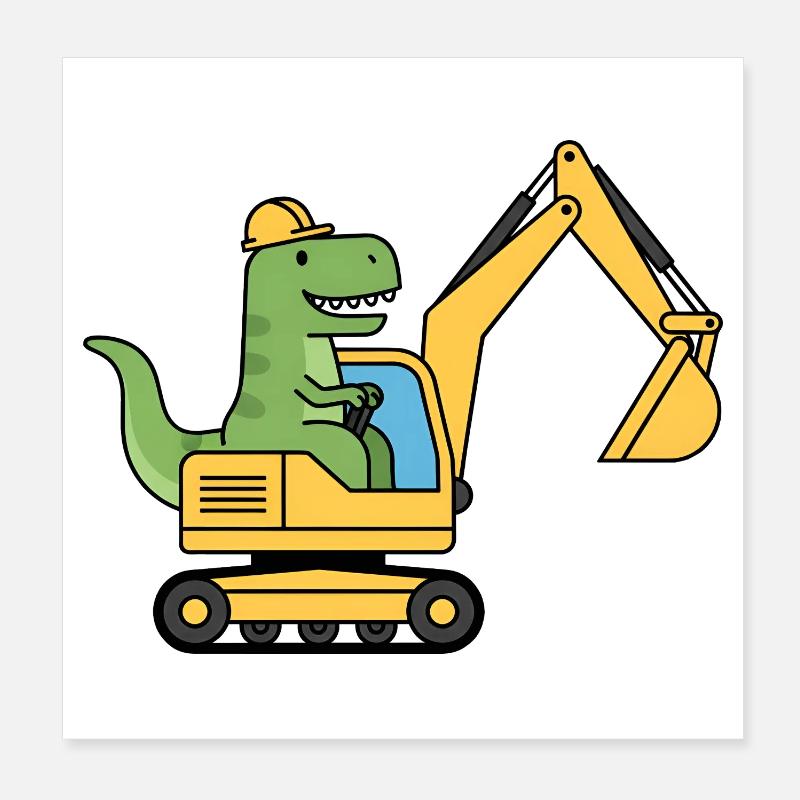 Dino Bagger Dinosaurier Poster 20x20 cm
