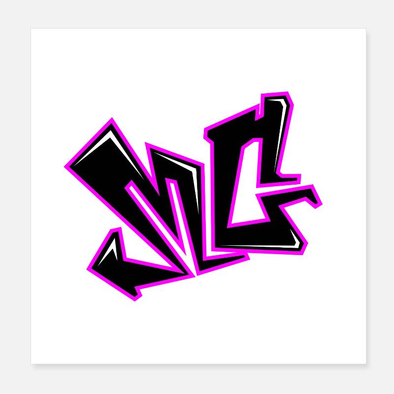 MC Graffiti – Art de rue rose Poster 20 x 20 cm