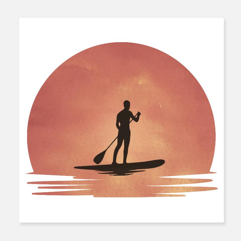 Sunset SUP – Tranquillité sur l’eau Poster 20 x 20 cm