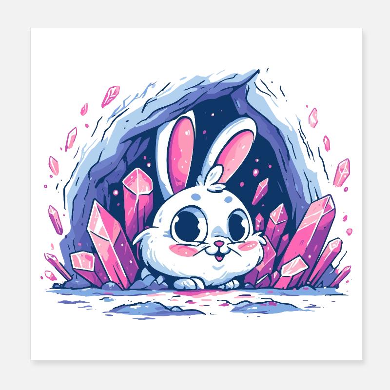 Le Lapin de Cristal dans la Grotte Pailletée Poster 20 x 20 cm