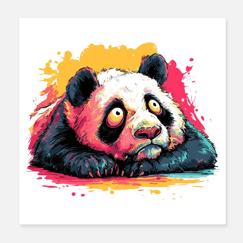 Panda Traumblick Farbspritzer Poster 20x20 cm
